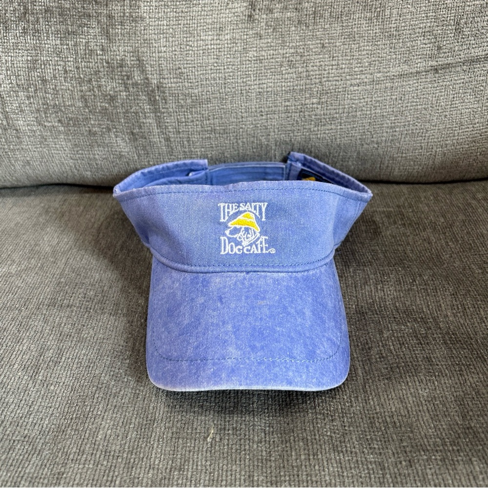 The Salty Dog Cafe Sun Visor Hat Blue Embroidered Adjustable Ahead